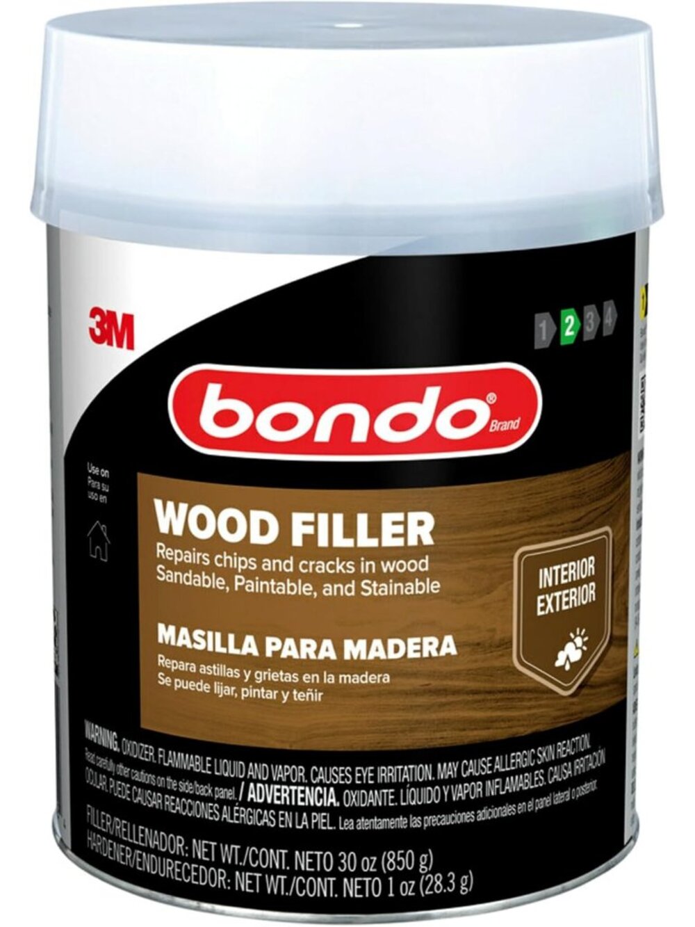 3M Wood Filler 30 oz 850.49 g with Cream Hardner 0.5 oz 14g, Repairs Chips and C